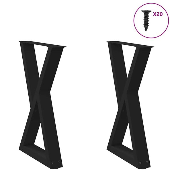 vidaXL Esstisch Beine 2 Stk. Schwarz 50x(72-73,3) cm Stahl