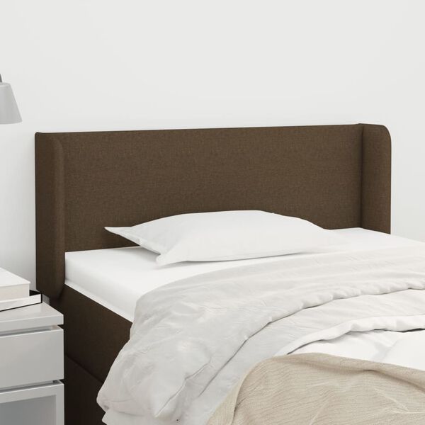vidaXL Kopfteil mit Ohren Dunkelbraun 103x16x78/88 cm Stoff
