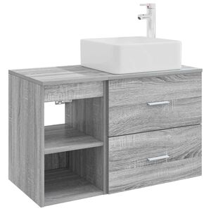 vidaXL Badezimmerm&ouml;bel-Set 2 Stk. Grau Sonoma Holzwerkstoff