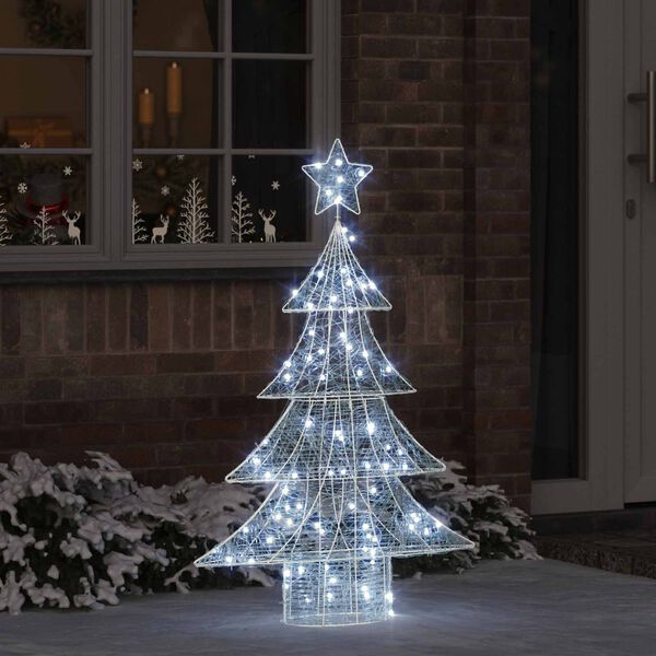 vidaXL Weihnachtsbaum mit 100 LEDs Kaltwei&szlig; 122 cm Acryl