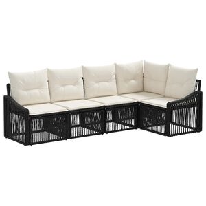 vidaXL Gartensofa-set 5 stk. Schwarz Poly-Rattan