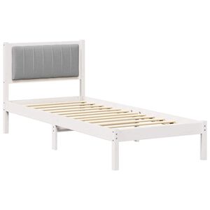 vidaXL Bettgestell mit gepolstertem Kopfteil Hellgrau 75 x 190 cm