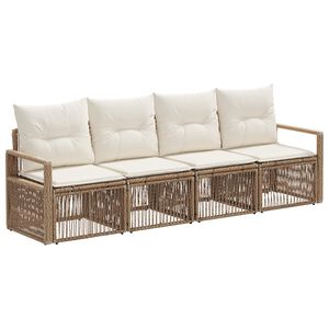 vidaXL Gartensofa-set 4 stk. Beige Poly-Rattan