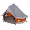vidaXL Tipi Zelt 4 Personen Grau und Orange Polyester und Stahl