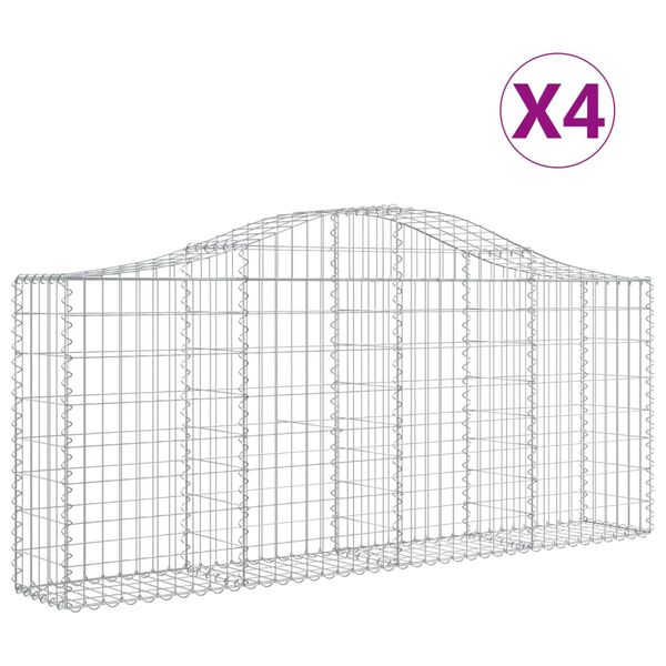 vidaXL Gabionen mit Hochbogen 4 Stk. 200x30x80/100 cm Verzinktes Eisen
