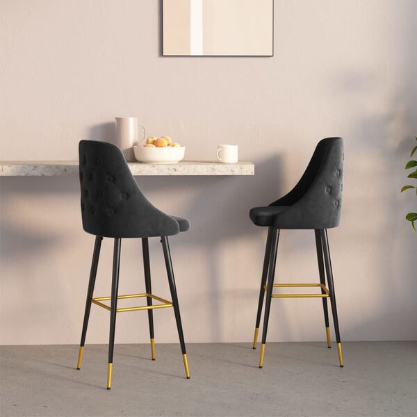 vidaXL Barhocker 2 Stk. Schwarz Samt