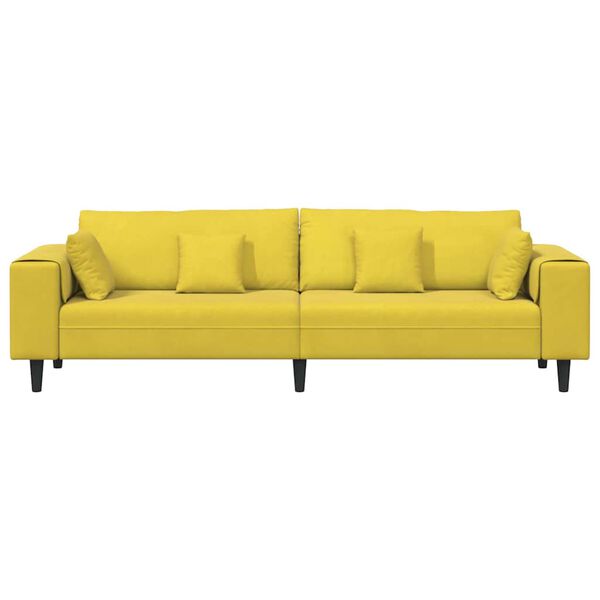 vidaXL Sofa mit Kissen Gelb 250 x 77 x 76 cm Samt