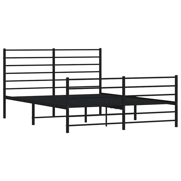 vidaXL Bettgestell mit Kopf- und Fu&szlig;teil Metall Schwarz 140x190 cm