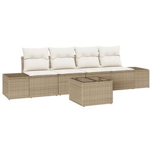 vidaXL Garten-Sofa-Set 5 stk. Beige und Creme Poly-Rattan