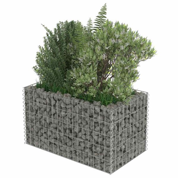 vidaXL Gabionen-Hochbeet Verzinkter Stahl 90&times;50&times;50 cm
