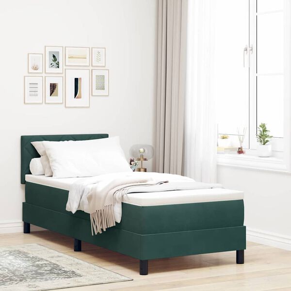 vidaXL Boxspringbett mit Matratze Dunkelgr&uuml;n 80 x 200 cm Samt