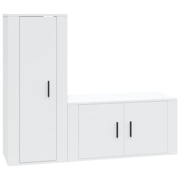 vidaXL 2-tlg. TV-Schrank-Set Wei&szlig; Holzwerkstoff