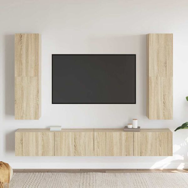 vidaXL 4-tlg. TV-Schrank-Set Sonoma-Eiche Holzwerkstoff