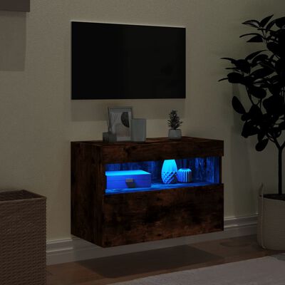 vidaXL TV-Wandschrank mit LED-Leuchten Räuchereiche 60x30x40 cm
