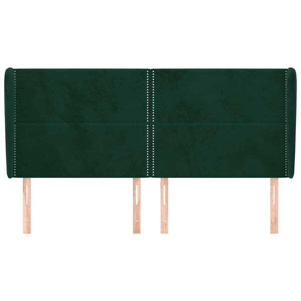 vidaXL Kopfteil mit Ohren Dunkelgr&uuml;n 183x23x118/128 cm Samt