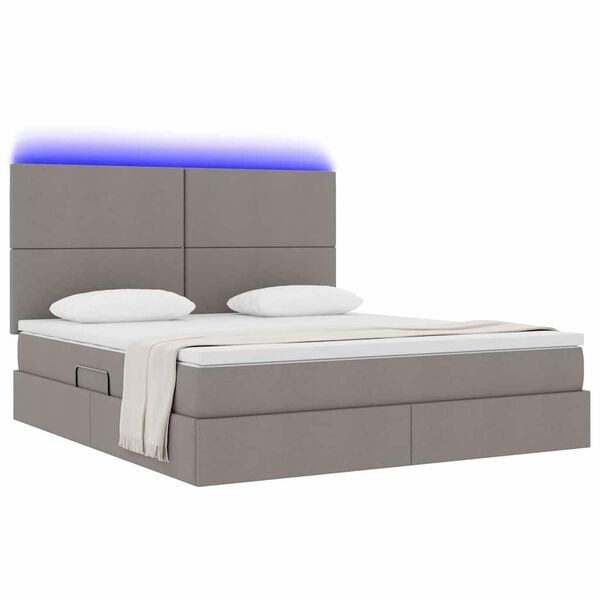 vidaXL Bett mit Stauraum und LED mit LED Taupe 180 x 200 cm Polyester
