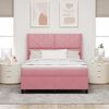 vidaXL Boxspringbett mit Kopfteil Rosa 160 x 200 cm Samt