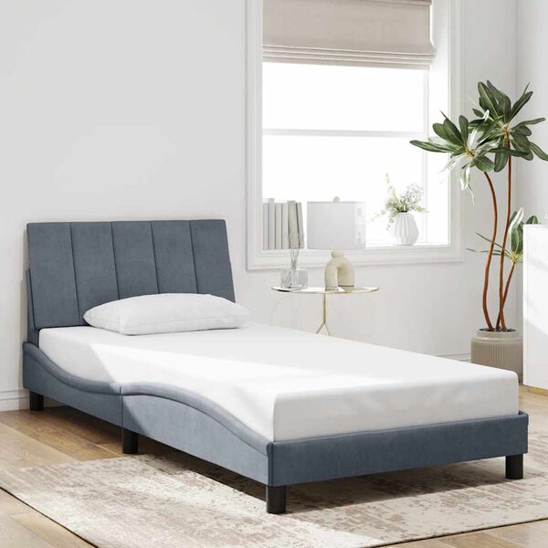 vidaXL Bettgestell ohne Matratze "Hanko" Dunkelgrau 100x200 cm Samt