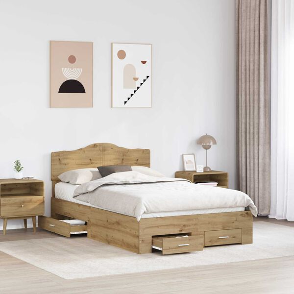 vidaXL Bettrahmen Artisan-Eiche 120 x 190 cm Holzwerkstoff