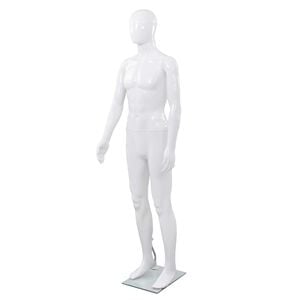 vidaXL M&auml;nnliche Schaufensterpuppe mit Glassockel Wei&szlig; 185 cm