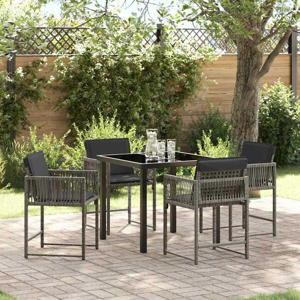 vidaXL Garten Essgruppe 5 pcs Grau Poly-Rattan