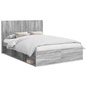 vidaXL Bettgestell mit Stauraum und Kopfteil Sonoma-Grau 150 x 200 cm
