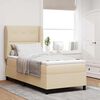 vidaXL Boxspringbett mit Matratze mit Kopfteil Creme 90 x 200 cm Stoff
