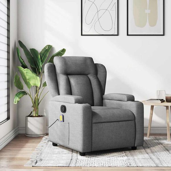 vidaXL Massage-Relaxsessel, Stoff, Dunkelgrau