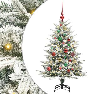 vidaXL K&uuml;nstlicher vorbeleuchteter Weihnachtsbaum mit Kugelset Gr&uuml;n