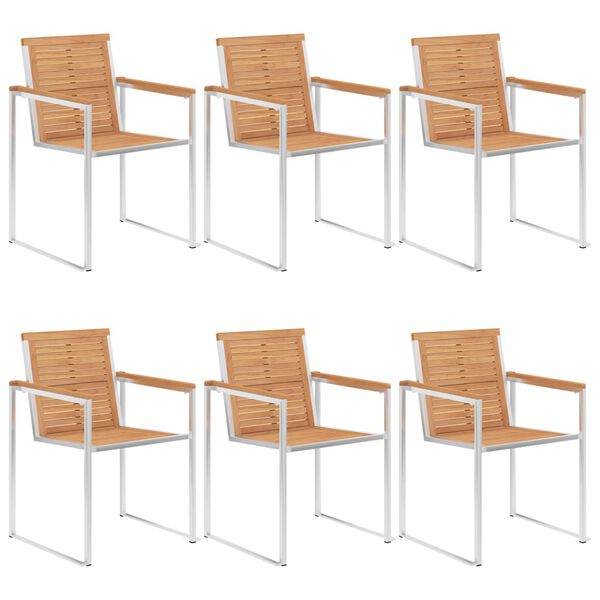vidaXL Gartenst&uuml;hle 6 Stk. mit Kissen Massivholz Teak