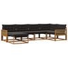 vidaXL Outdoor-Sofagarnitur 6 stk. Natur und Schwarz Massivholz Akazie