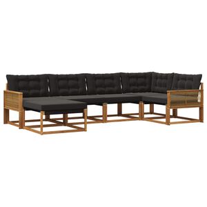 vidaXL Outdoor-Sofagarnitur 6 stk. Natur und Schwarz Massivholz Akazie