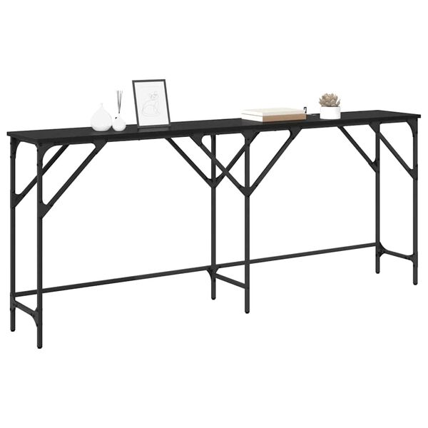 vidaXL Konsolentisch Schwarz Eichen-Optik 180 x 30 x 75 cm
