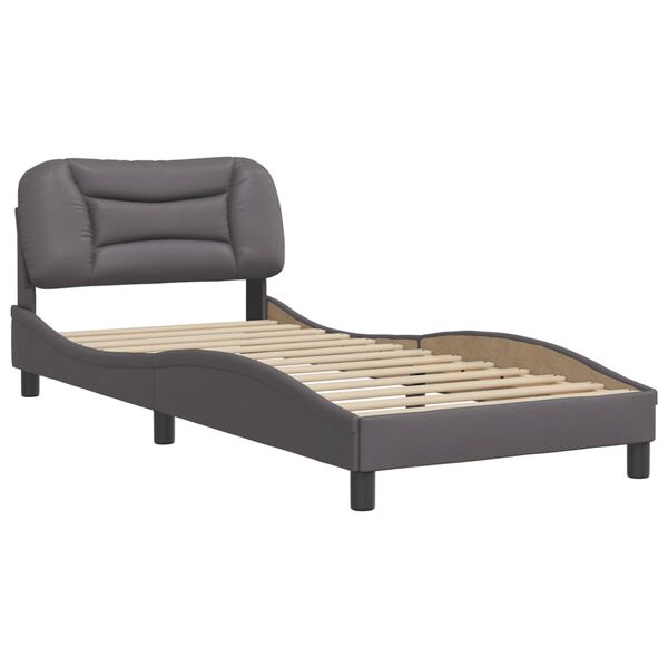 vidaXL Bettgestell ohne Matratze "Hvar" Grau 90x200 cm Kunstleder