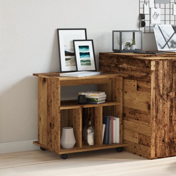 vidaXL Rollcontainer Altholz-Optik 60x45x60 cm Holzwerkstoff