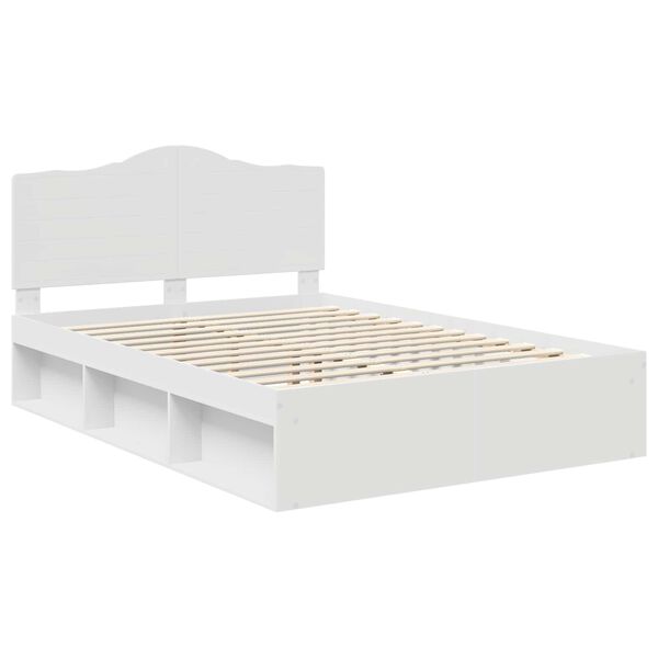 vidaXL Bettrahmen mit Kopfteil Wei&szlig; 150 x 200 cm Massives Kiefernholz