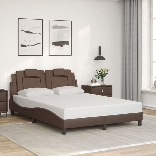vidaXL Bettgestell "Viana" mit LED ohne Matratze Braun 140x200 cm