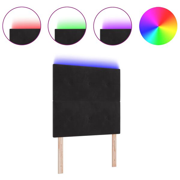 vidaXL LED Kopfteil mit LED-Lichtleisten Schwarz 90 cm Polyester