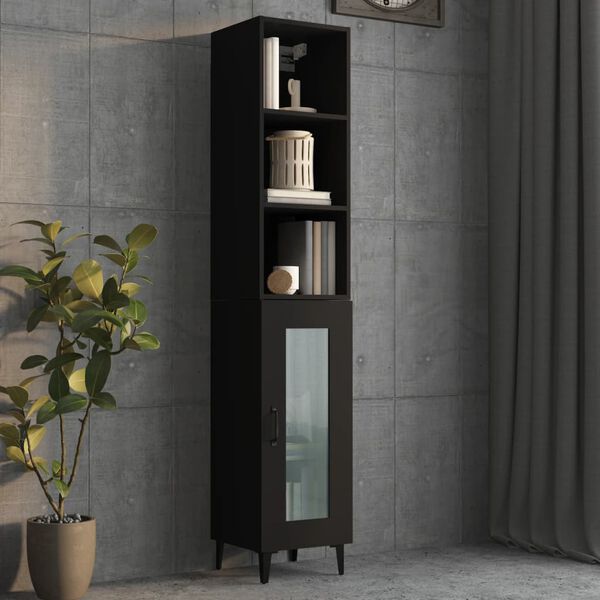 vidaXL Wandschrank Schwarz 34,5x32,5x90 cm Holzwerkstoff