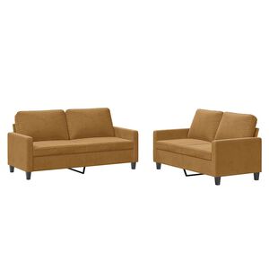 vidaXL 2-tlg. Sofagarnitur mit Kissen Braun Samt