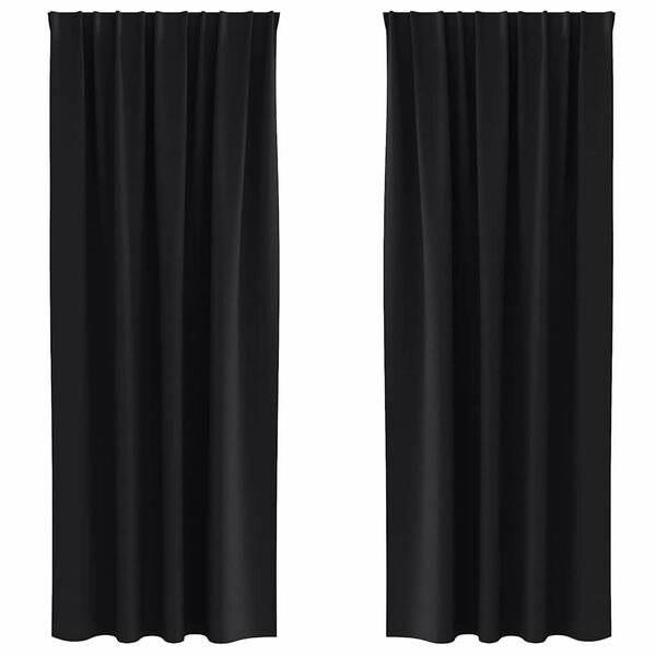 vidaXL Verdunkelungs-Vorh&auml;nge mit Ringen 2 pcs Schwarz 245 x 140 cm