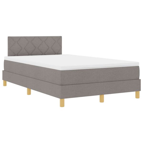 vidaXL LED Boxspringbett mit Matratze mit LED Taupe 120 x 190 cm Stoff