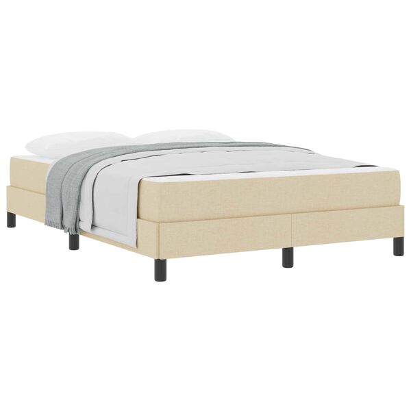 vidaXL Boxspringbett mit Matratze Creme 140 x 200 cm Stoff