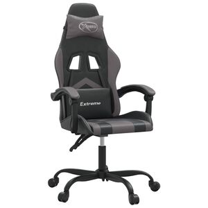 vidaXL Gaming-Stuhl Drehbar Schwarz und Grau Kunstleder