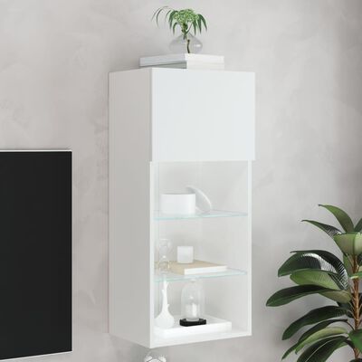 vidaXL TV-Schrank mit LED-Leuchten Weiß 40,5x30x90 cm