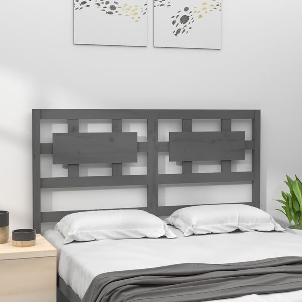 vidaXL Kopfteil Grau 125,5x4x100 cm Massivholz Kiefer