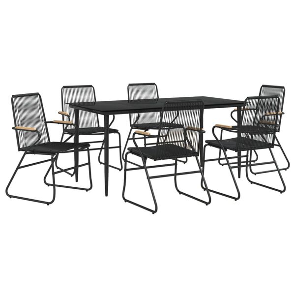 vidaXL 7-tlg. Garten-Essgruppe Schwarz PVC-Rattan
