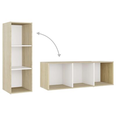 vidaXL 5-tlg. TV-Schrank-Set Weiß Sonoma-Eiche Holzwerkstoff