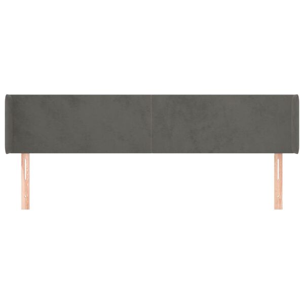 vidaXL Kopfteil mit Ohren Dunkelgrau 163x16x78/88 cm Samt