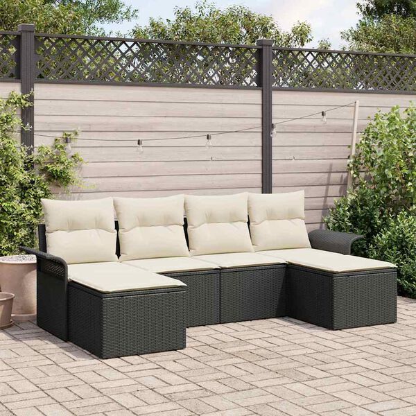 vidaXL Gartensofa-set mit Speicher 6 pcs Schwarz Poly-Rattan